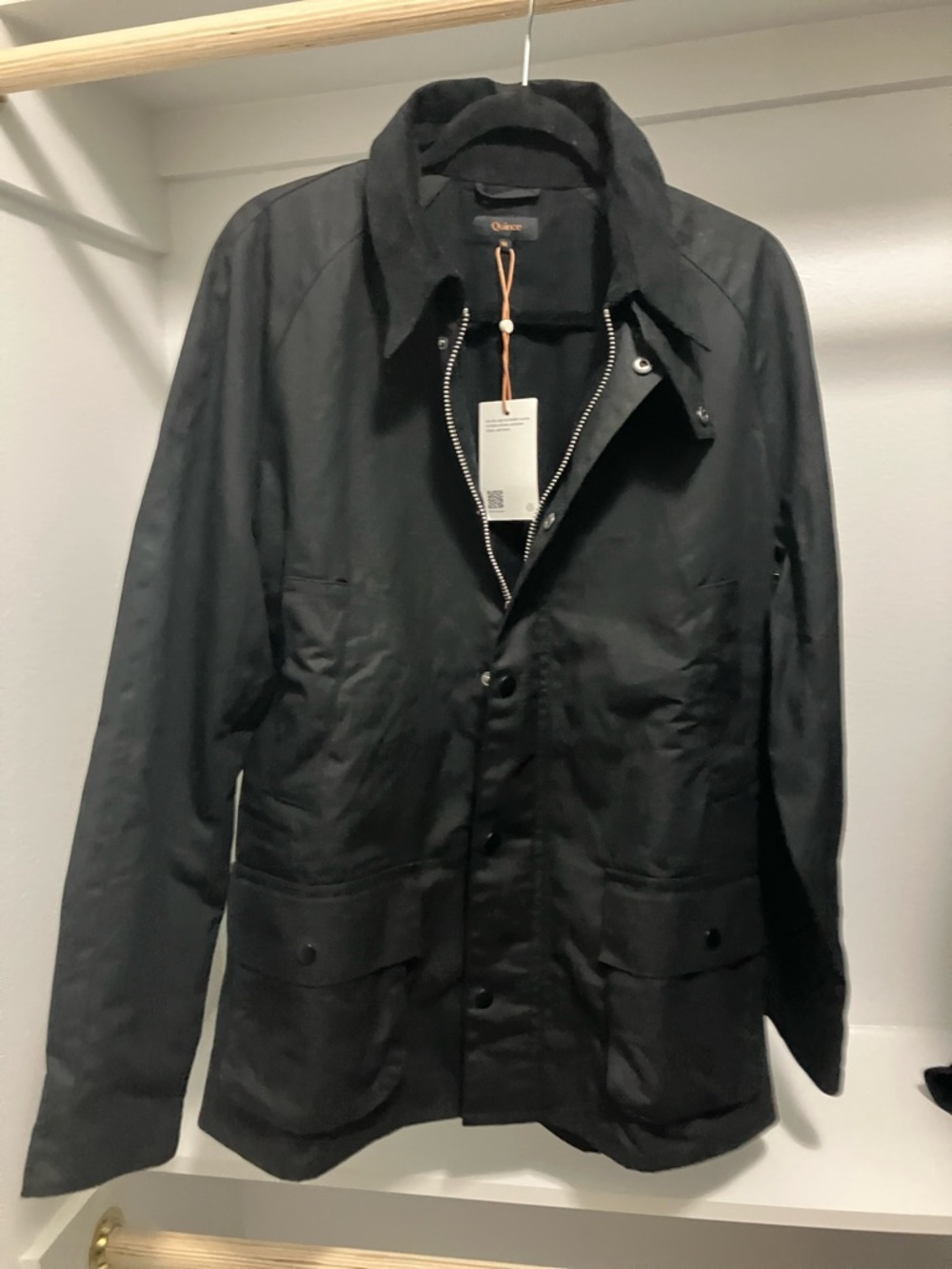 Quince NWT Black Field Jacket with Snap & Zip Front Medium